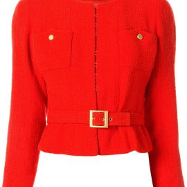 Chanel Pre-Owned 1996 belted tweed jacket - Orange