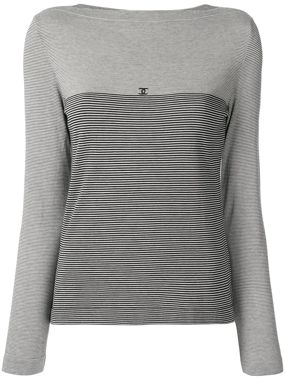 Chanel Pre-Owned 1997 slash neck striped blouse – Grey