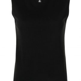 Chanel Pre-Owned 1998 logo-embroidered sleeveless top - Black