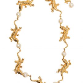 Chanel Pre-Owned 2000s lizard motif pearl-embellished necklace - Gold