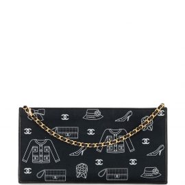 Chanel Pre-Owned 2001-2002 Icon print chain shoulder bag - Black