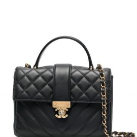 Chanel Pre-Owned chevron-quilted top-handle bag - Black