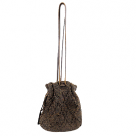 Chanel - Vintage 2000 Woven Drawstring Shoulder Bag - Brown W/ Chanel Fob, Brown