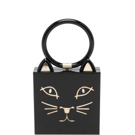 Charlotte Olympia cat-print clutch bag - Black