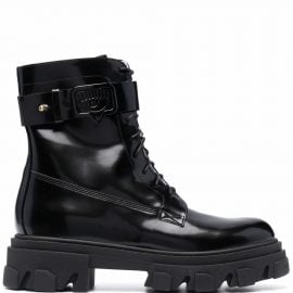 Chiara Ferragni high-shine lace-up combat boots - Black