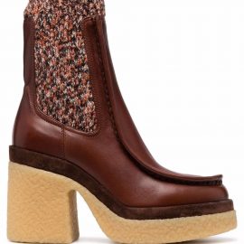 Chloé Jamie rib-knit ankle boots - Brown