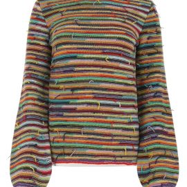 Chloé Rainbow-striped Frayed Detailed Crewneck Sweater