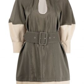 Chloé puff-sleeve belted mini-dress - Green