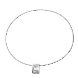 Chopard Happy Curves Diamond 18K White Gold Pendant Collar Necklace
