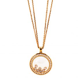 Chopard Happy Diamonds Happy Curves Diamond 18K Rose Gold Double Strand Pendant Necklace