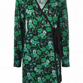 DVF Diane von Furstenberg leaf-print knitted mini dress - Green
