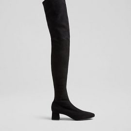 Daniela Black Stretch Suede Over-The-Knee Boots, Black