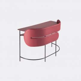 Dante - Goods And Bads Tables And Consoles - 'Myself and I', bordeaux in Bordeaux Powder coated steel, leather