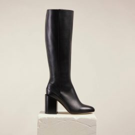 Dear Frances - Black Leather Knee High Boots