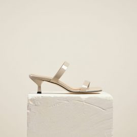 Dear Frances - Summer Mid Height Nude Double Strap Heels With Modern Square Toe