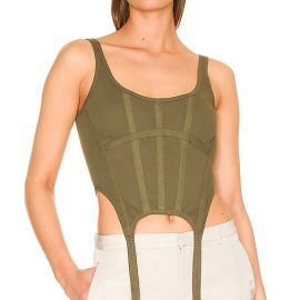 Dion Lee Rib Combat Corset in Olive. Size L, M.