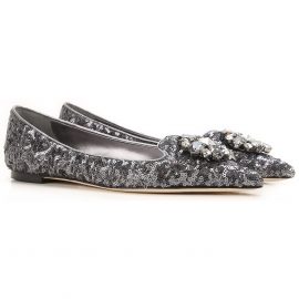 Dolce & Gabbana Ballet Flats Ballerina Shoes for Women On Sale in Outlet, Black, paillettes, 2021, 3 3.5