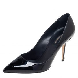 Dolce & Gabbana Black Patent Leather Pointed Toe Pumps Size 37