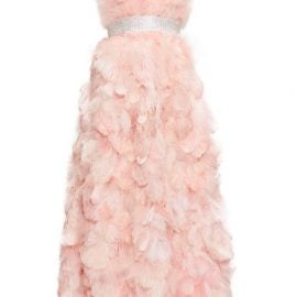 Dolce & Gabbana - Crystal And Feather-embellished Silk-organza Gown - Womens - Light Pink