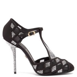 Dolce & Gabbana - Crystal-stiletto Faille Pumps - Womens - Black Silver