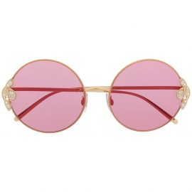 Dolce & Gabbana Eyewear pearl-embellished round-frame sunglasses - Gold
