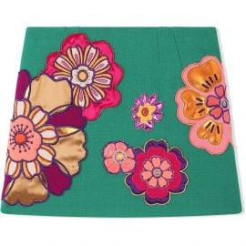 Dolce & Gabbana Kids floral-patch wool skirt - Green