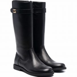 Dolce & Gabbana Kids leather knee-high riding boots - Black