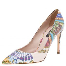 Dolce & Gabbana Multicolor Printed Patent Leather Pointed Toe Pumps Size 38.5