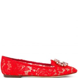 Dolce & Gabbana Vally Taormina lace ballerina shoes - Red