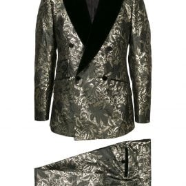 Dolce & Gabbana double-breasted jacquard dinner suit - Green