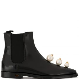 Dolce & Gabbana faux pearl-embellished Chelsea boots - Black