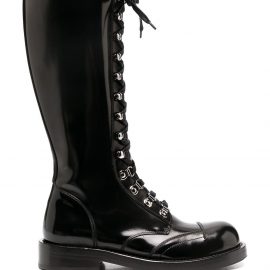Dolce & Gabbana knee-high lace-up combat boots - Black