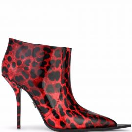 Dolce & Gabbana leopard-print pointed-toe boots - Red