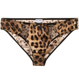 Dolce & Gabbana leopard-print thong - Brown
