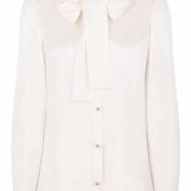 Dolce & Gabbana pussy-bow stretch-silk blouse - White