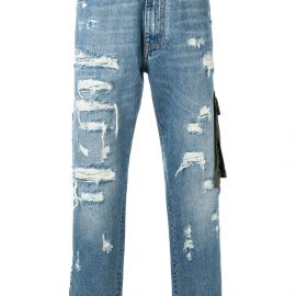 Dolce & Gabbana ripped detail piped jeans - Blue