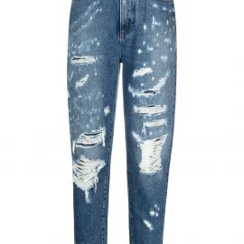 Dolce & Gabbana ripped tapered jeans - Blue