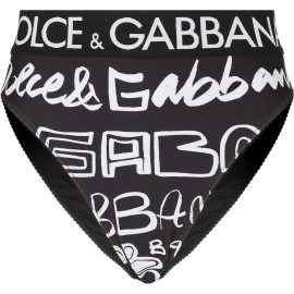Dolce & Gabbana scribble logo-print high-rise briefs - Black