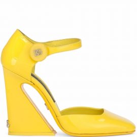 Dolce & Gabbana sculpted block-heel leather pumps - Yellow
