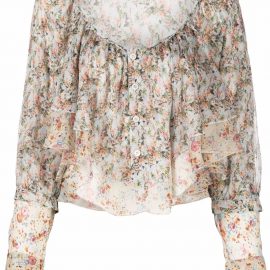 Dsquared2 cropped floral-print chemise - Blue