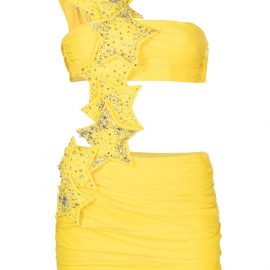 Dsquared2 star-motif cut-out mini dress - Yellow
