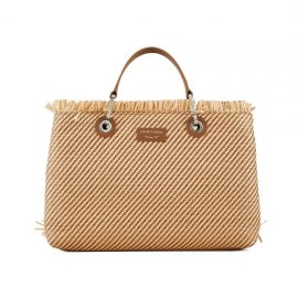 Emporio Armani Myea Light Brown Straw Shopping Bag