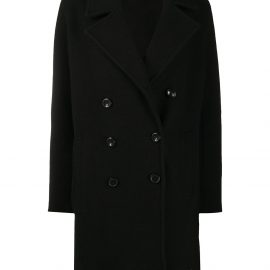 Emporio Armani boxy fit knitted double-breasted coat - Black
