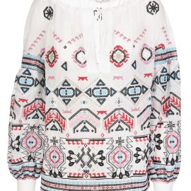 Ermanno Scervino Woman White Blouse With Ethnic Embroidery