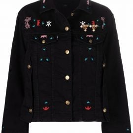 Ermanno Scervino embroidered buttoned denim jacket - Black