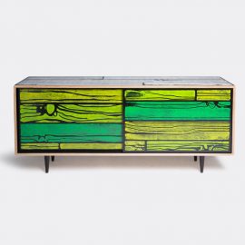 Established & Sons Room Organising - 'Wrongwoods' low cabinet, white and green in White, green Plywood, timber, paint, clear