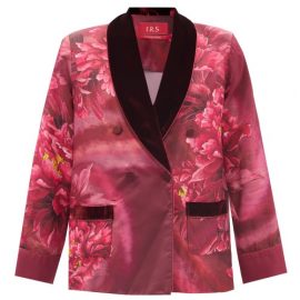 F.r.s - For Restless Sleepers - Ate Double-breasted Peony Wave-print Twill Jacket - Womens - Burgundy