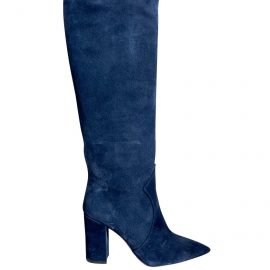 Fabio Rusconi BLUE SUEDE LEATHER COWBOY KNEE BOOTS