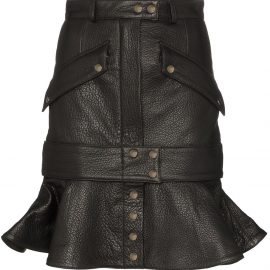 Faith Connexion ruffled leather skirt - Black