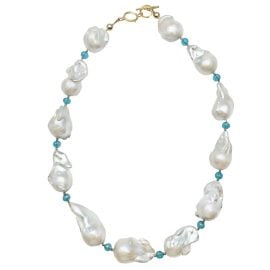 Farra - Baroque Pearl & Crystals Short Necklace